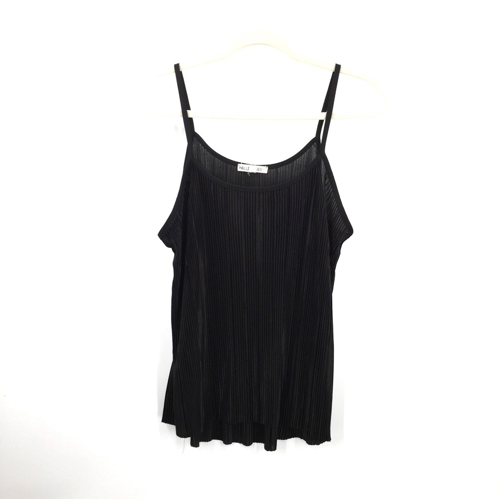 WallFlower y2k vintage crinkle Black Sheer Rib Black flowy Tank top XL
